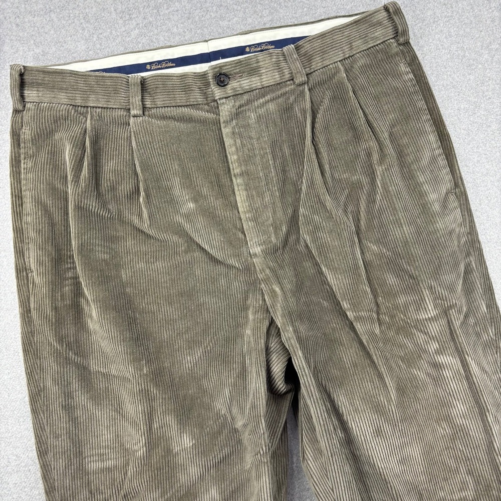 Brooks Brothers Corduroy Pants Mens 36x29‎ Dark Tan Elliot Pleated Cuffed Preppy
